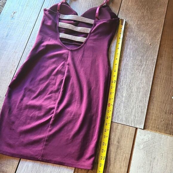 Dark Purple Cocktail Dress with Sparkle Embellishments - Picture 7 of 8